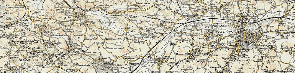 Old map of Hillfarrance in 1898-1900