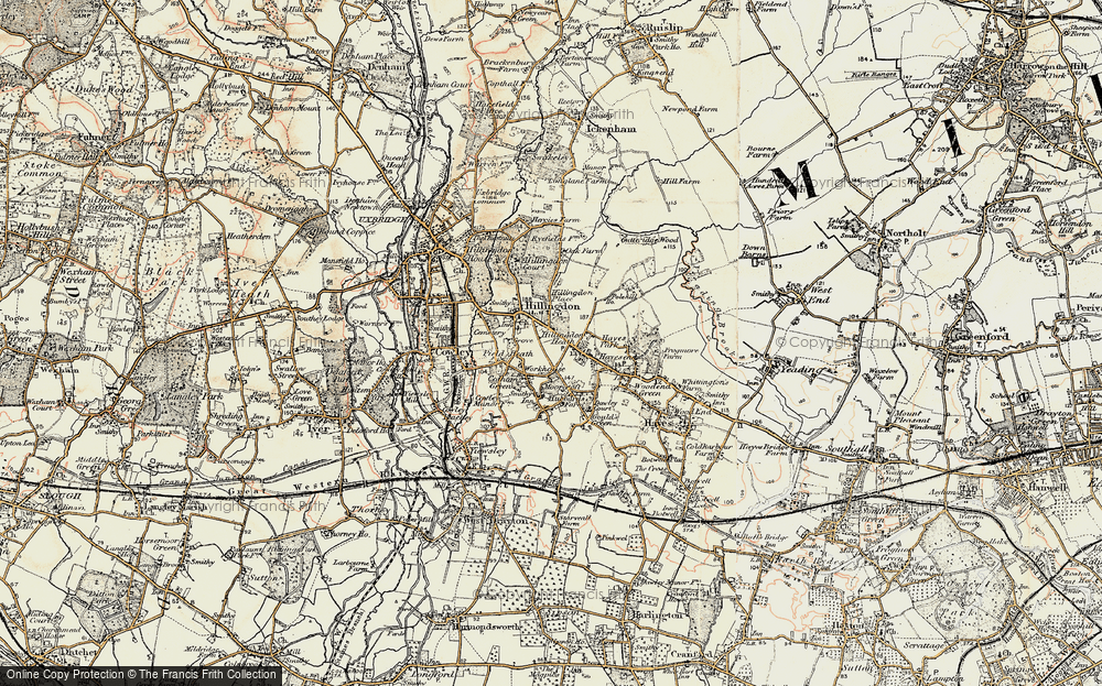 Old Map of Historic Map covering Hillingdon in 1897-1909