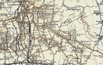 Old map of Hillingdon Heath in 1897-1909