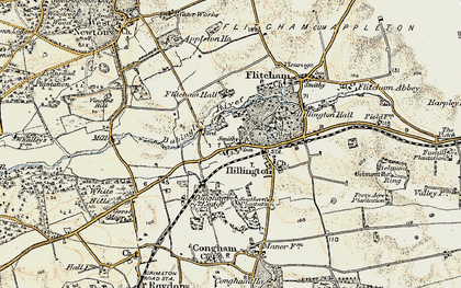 Old map of Hillington in 1901-1902