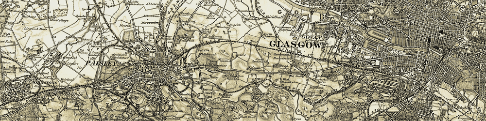 Old map of Hillington in 1904-1905