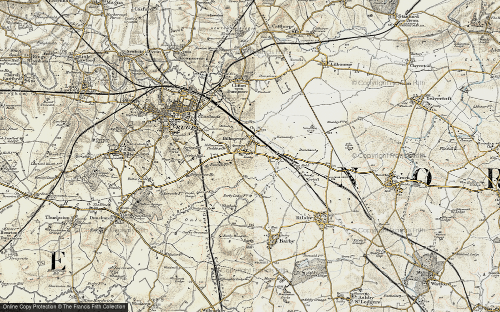 Old Map of Hillmorton, 1901 in 1901