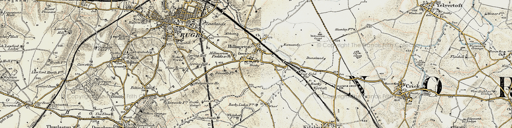 Old map of Hillmorton in 1901