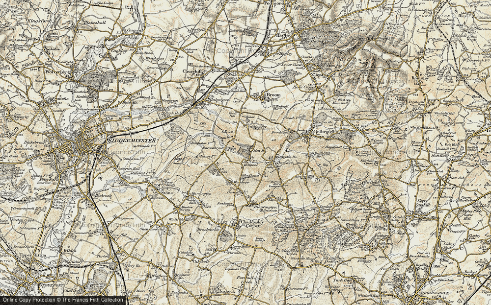 Old Map of Hillpool, 1901-1902 in 1901-1902