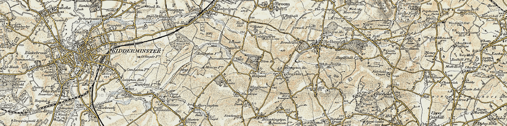 Old map of Hillpool in 1901-1902