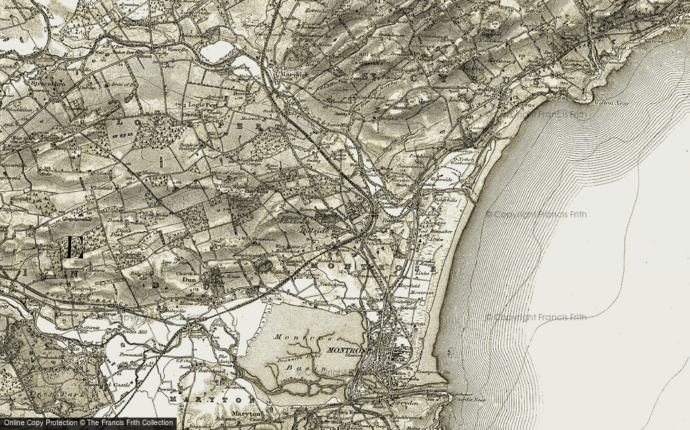 Old Map of Historic Map covering Borrowfield in 1907-1908