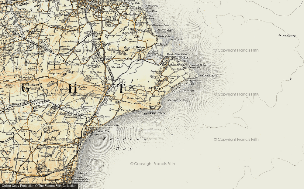 Old Map of Historic Map covering Bembridge Down in 1899