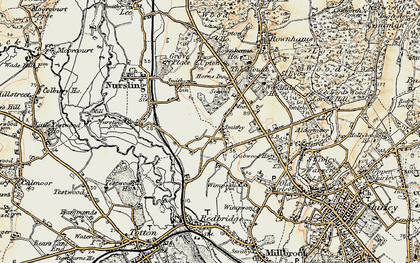 Old map of Hillyfields in 1897-1909