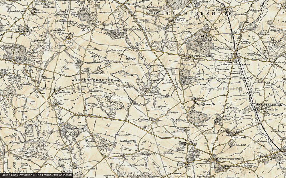 Old Map of Historic Map covering Bourton Hill Ho in 1899