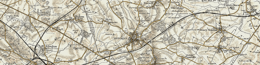 Old map of Hinckley in 1901-1903