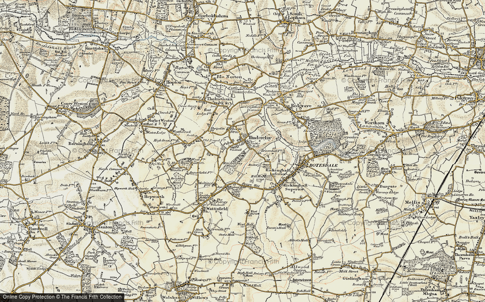 Old Map of Hinderclay, 1901 in 1901