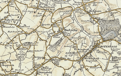 Old map of Hinderclay in 1901