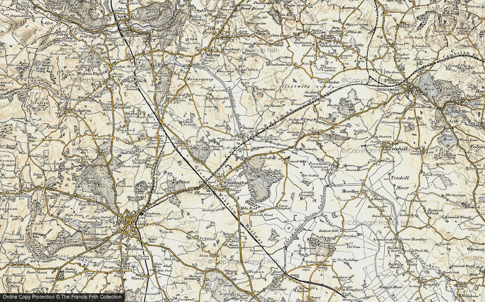 Old Map of Hindford, 1902 in 1902