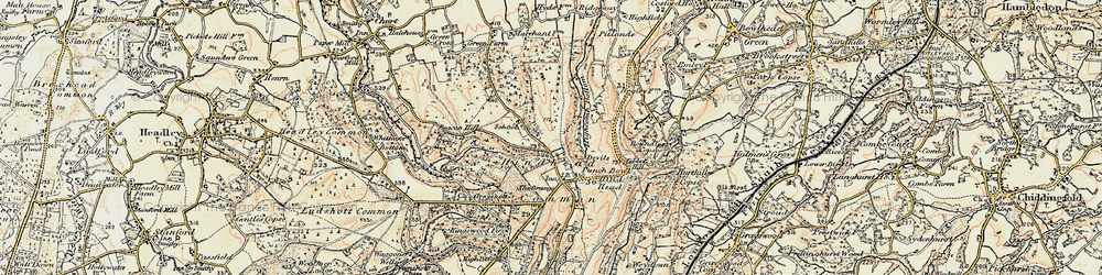 Old map of Hindhead in 1897-1909