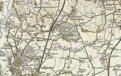 Old map of Hindlip in 1899-1902