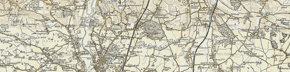 Old map of Hindlip in 1899-1902