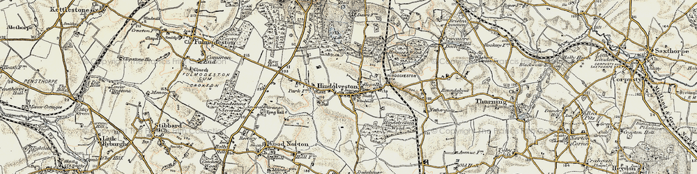Old map of Hindolveston in 1901-1902