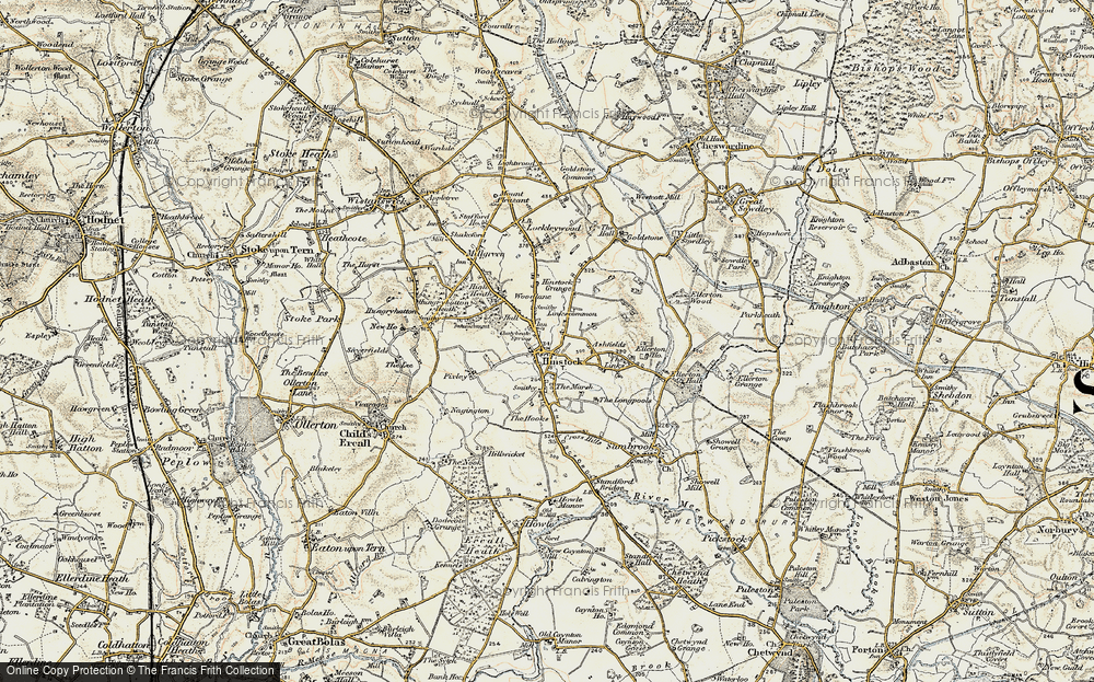 Old Map of Hinstock, 1902 in 1902