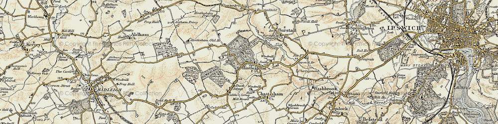 Old map of Hintlesham in 1898-1901