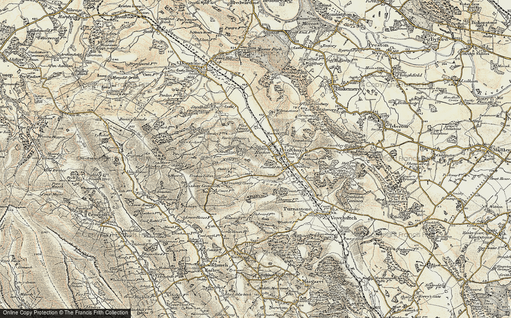 Old Map of Historic Map covering Urishay Castle in 1900-1901