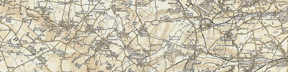 Old map of Hinton Blewett in 1899