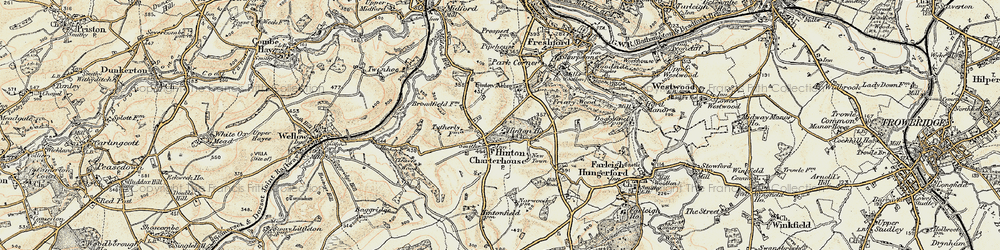 Old map of Hinton Charterhouse in 1898-1899