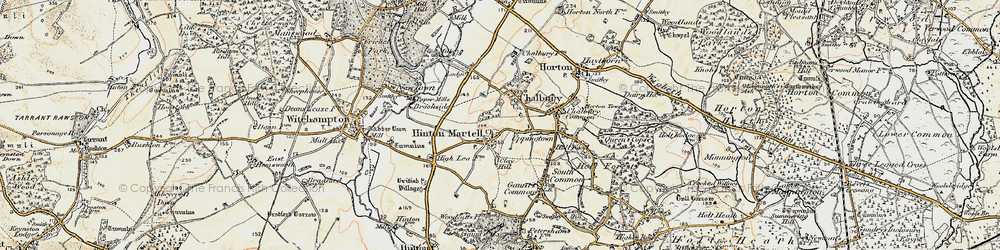 Old map of Hinton Martell in 1897-1909