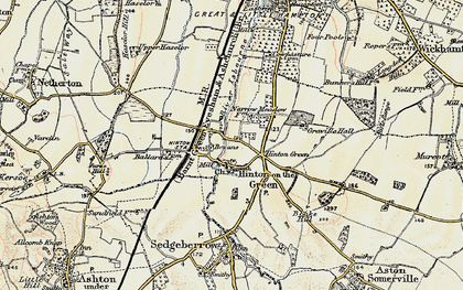 Old map of Hinton on the Green in 1899-1901