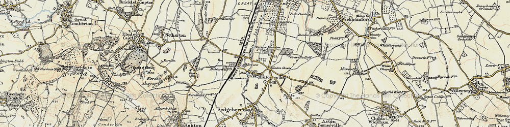 Old map of Hinton on the Green in 1899-1901