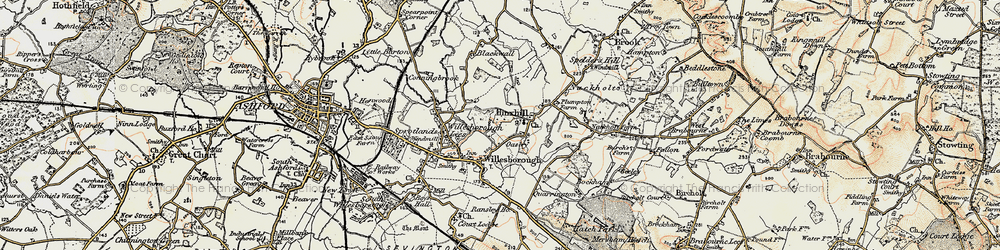 Old map of Hinxhill in 1897-1898