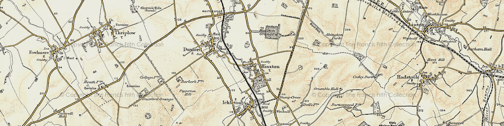 Old map of Hinxton in 1898-1901