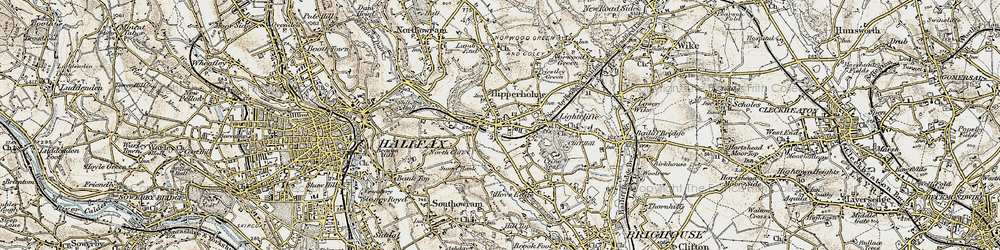 Old map of Hipperholme in 1903