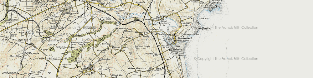 Old map of Hipsburn in 1901-1903