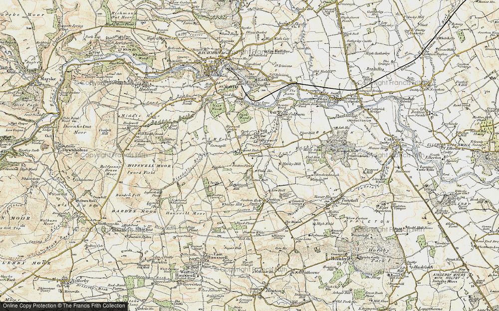 Old Map of Historic Map covering Catterick Garrison in 1903-1904