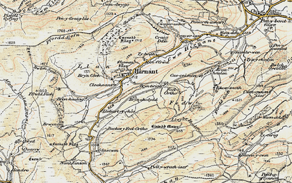 Old map of Blaen Hirnant in 1902-1903