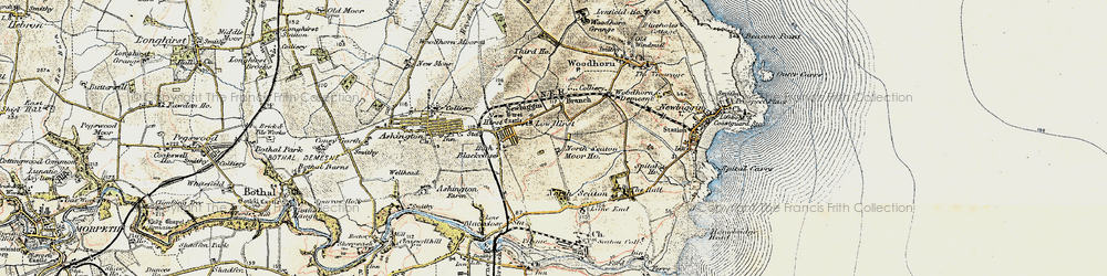 Old map of Hirst in 1901-1903