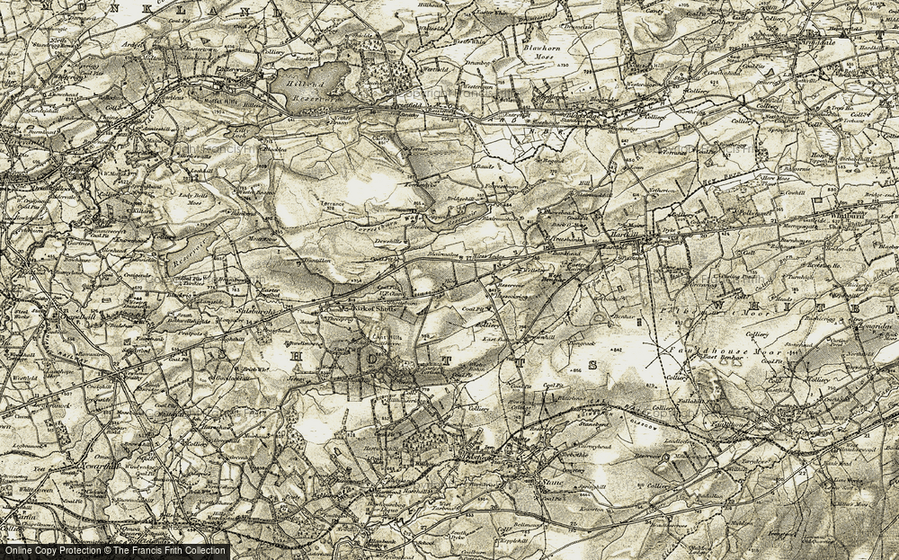 Old Map of Historic Map covering Bridgehill in 1904-1905