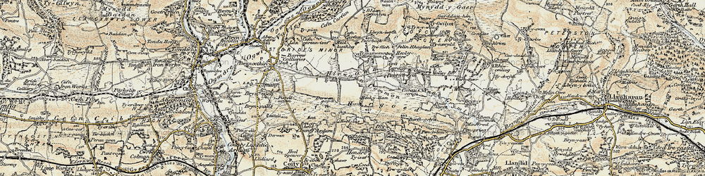 Old map of Hirwaun Common in 1899-1900