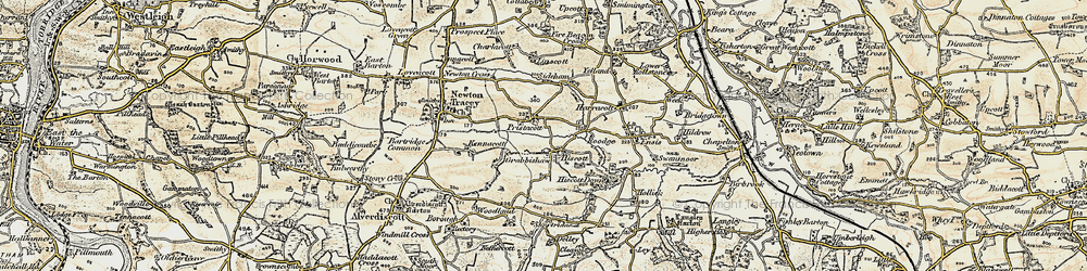 Old map of Hiscott in 1900