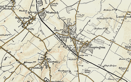 Old map of Histon in 1899-1901