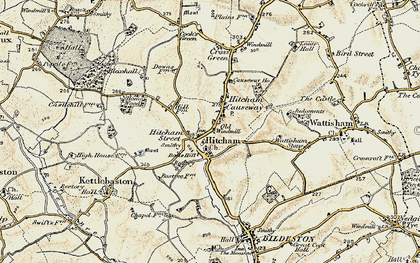 Old map of Hitcham in 1899-1901