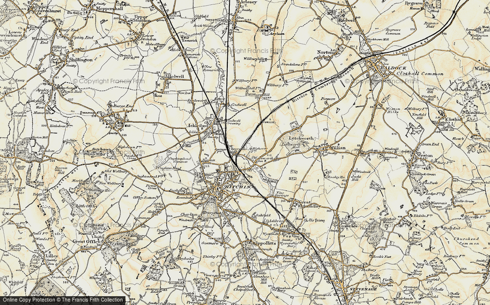 Old Map of Hitchin, 1898-1899 in 1898-1899