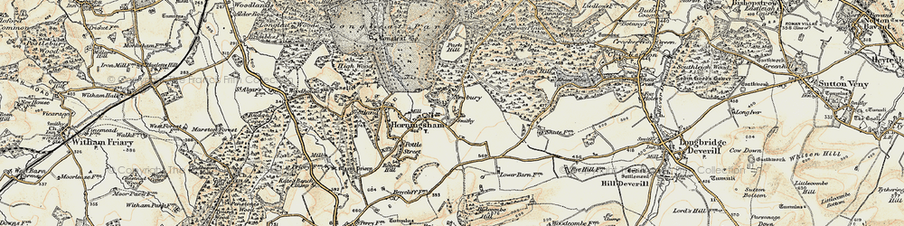 Old map of Hitcombe Bottom in 1897-1899