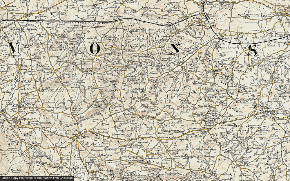 Old Map of Historic Map covering Bradleigh in 1899-1900