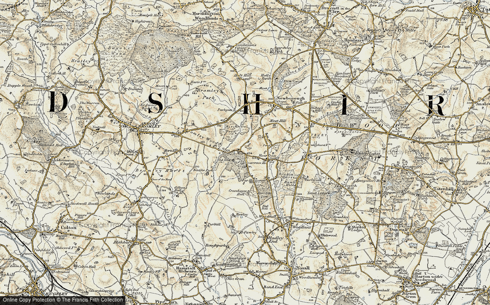 Old Map of Hoar Cross, 1902 in 1902