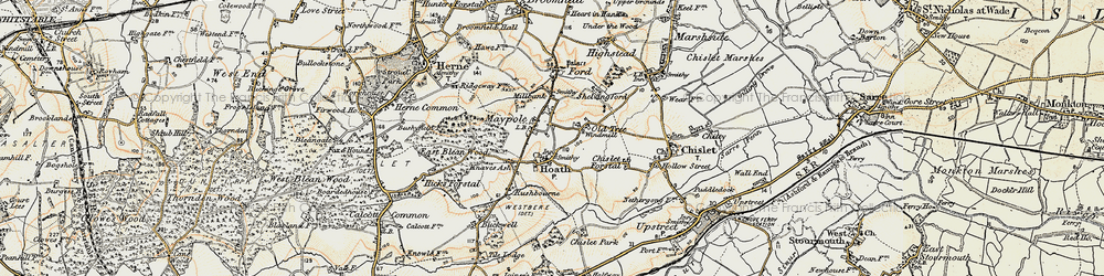 Old map of Hoath in 1898-1899