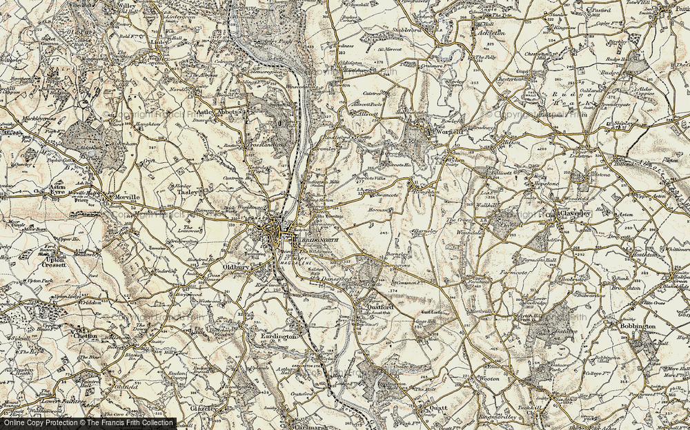 Old Map of Historic Map covering Burcote Villa in 1902
