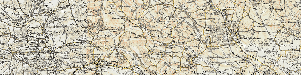 Old map of Hoccombe in 1898-1900