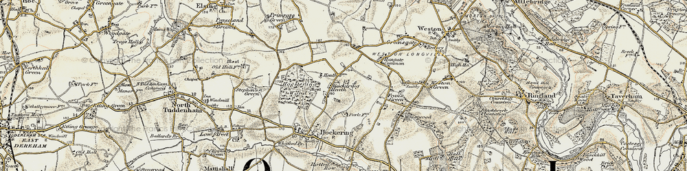 Old map of Hockering Heath in 1901-1902