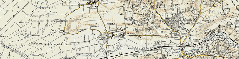 Old map of Hockwold cum Wilton in 1901